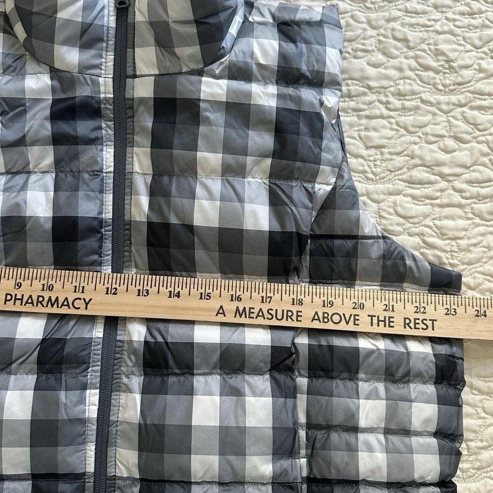 Lands End Plaid  Down Feather Fill Puffer Vest Women's XL Full Zip Winter‎ Snow